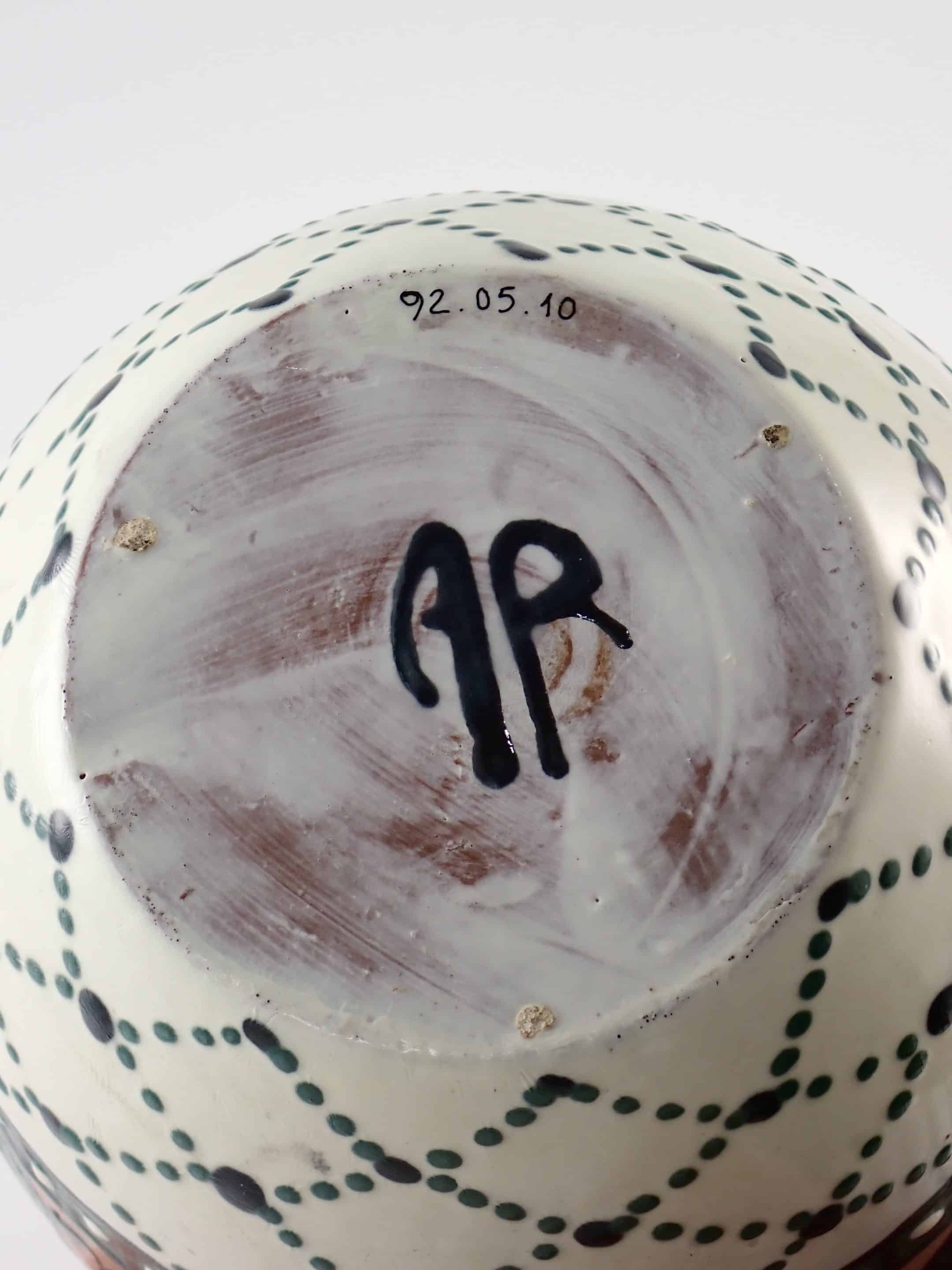 Coll. Musée d'Annecy vase décor floral René Anchierri signature RA