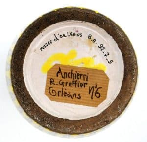 Coll. Musée des Beaux-Arts d'Orléans photo Forah vase jaune doubles anses étiquette