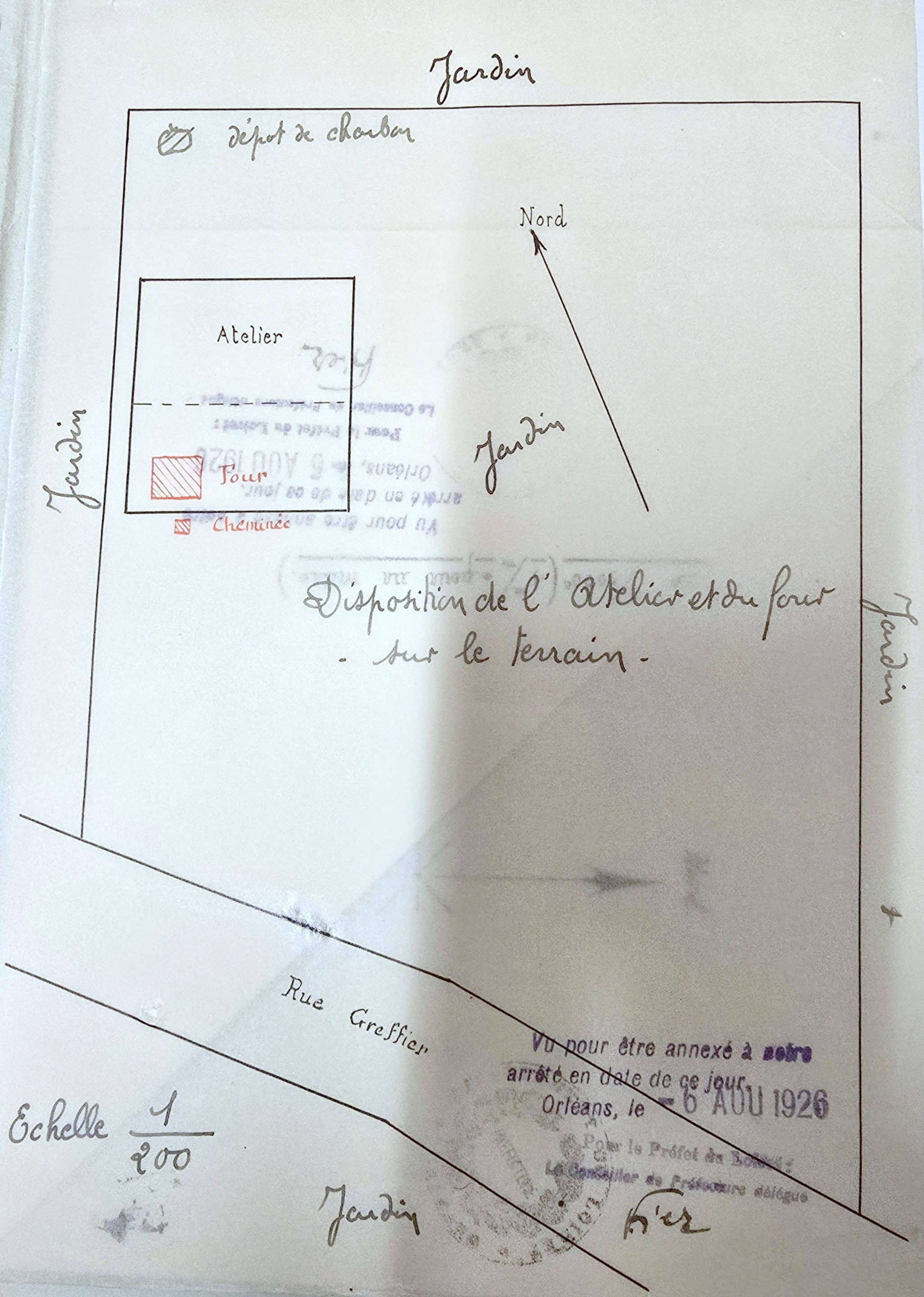 Plan du four et du terrain rue Greffier 1926