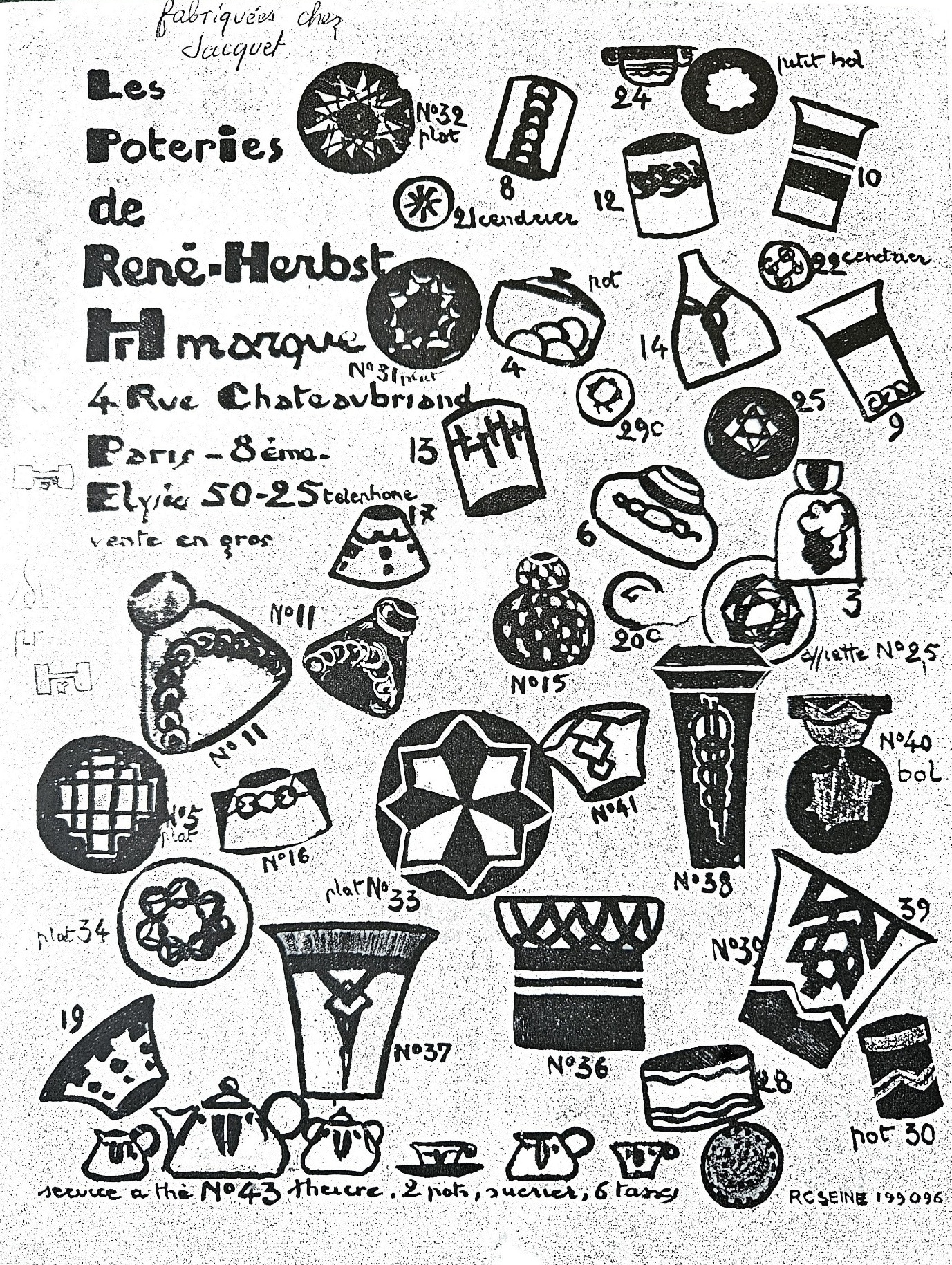 Dessins Poteries de René Herbst Pour l'Atelier Jacquet - Archives famille René Anchierri