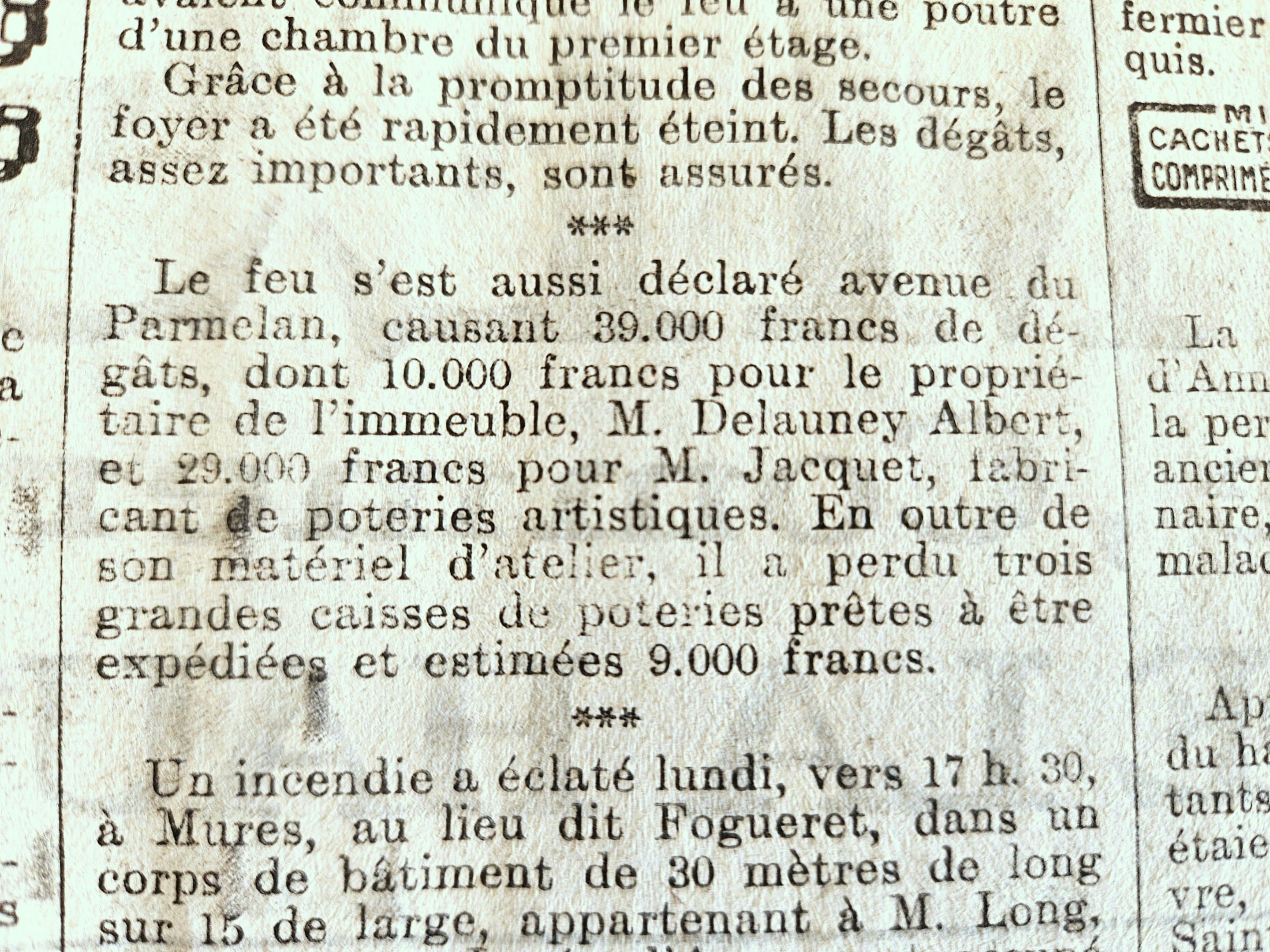 Extrait du journal Le Messager du 8 mars 1924