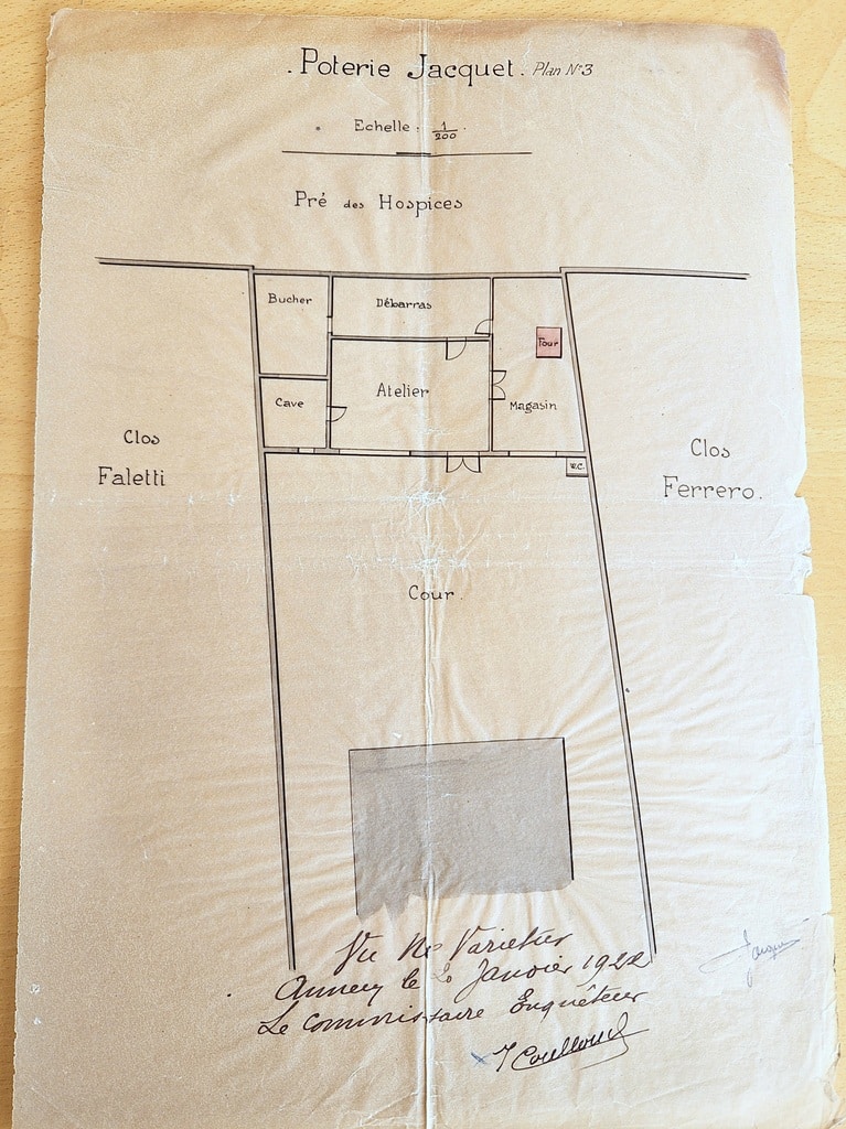Plan de la poterie Jacquet 1922 Poterie Paul Jacquet plan de 1922