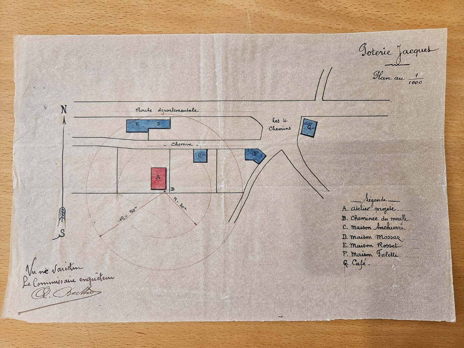 Plan de l'emplacement du futur Atelier Jacquet Cran Gevrier 1924
