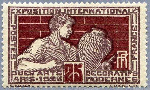 Timbre "Le Potier" édité pour l'Exposition Internationale de 1925
