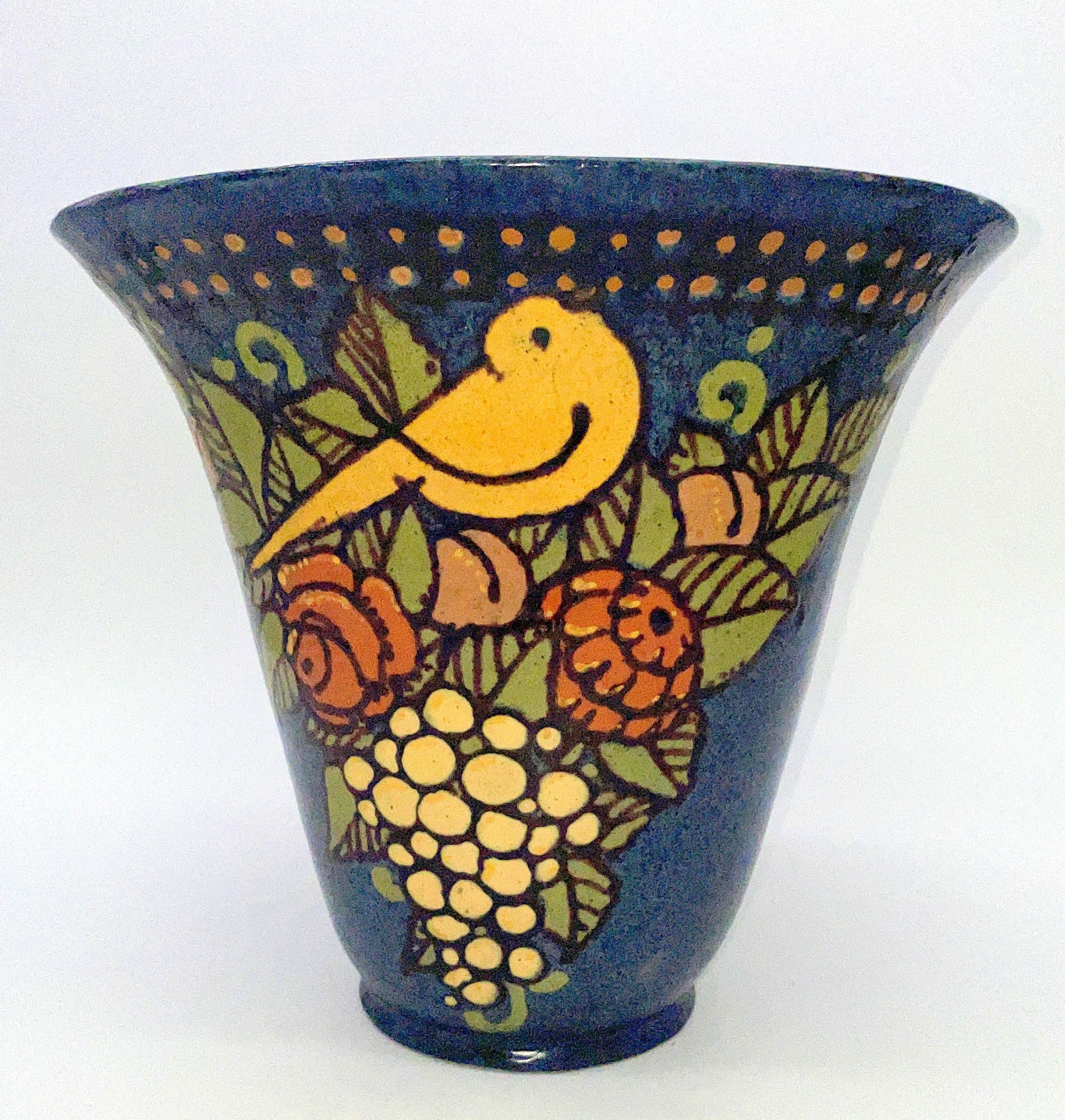 vase cornet oiseau et fleurs Paul Jacquet
